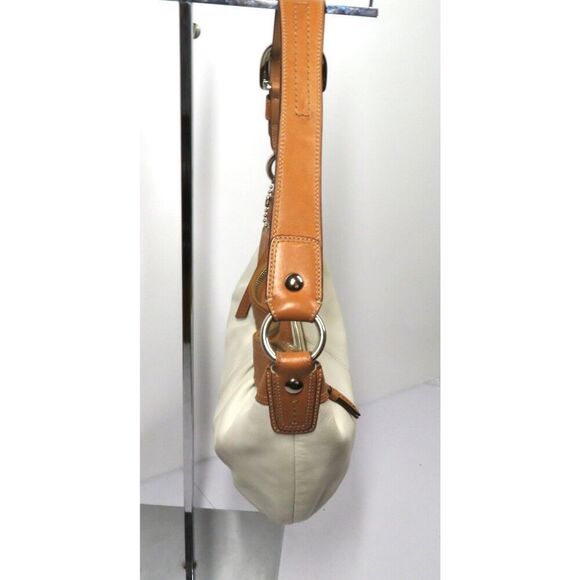 Coach Ivory White & Brown Leather Hobo Bag A1073-F13730 - Picture 10 of 12